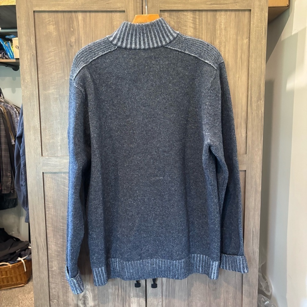 Blue Pronto Uomo XL Wool Zip Front Cardigan Sweater - Picture 8 of 11